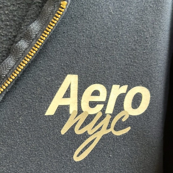 Aeropostale Navy Blue Zip-Up Hoodie Sweatshirt Women’s Large Aero NYC Logo - Picture 4 of 7